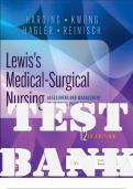 TEST BANK for Lewis's Medical-Surgical Nursing: Assessment and Management of Clinical Problems,12th Edition by Harding, Kwong, Hagler and Reinisch. ISBN 9780323792325, 0323792324. (Complete Chapters 1-69).