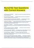 Nurs2102 Test Questions with Correct Answers