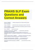 PRAXIS SLP Exam Questions and Correct Answers