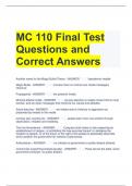 MC 110 Final Test Questions and Correct Answers