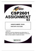 CSP2601 ASSIGNMENT 3 2023