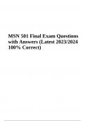 MSN 501 Final Exam Questions with Answers (Latest 2023/2024 100% Correct) 