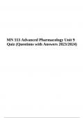 MN 553 Advanced Pharmacology Unit 9 Quiz | Questions with Correct Answers 2023/2024 | Latest Update