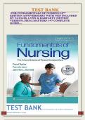 Newest TEST BANK Version For Fundamentals of Nursing 10th Edition by  Carol Taylor, Jennifer Bartlett and Pamela Lynn, (NEWEST VERSION 2023)/ Ace your Exam 