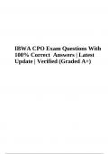 IBWA CPO Exam Questions With 100% Correct Answers | Latest Update | Verified (Graded A+)