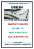 ENN1504 ASSIGNMENTS 1 & 2 SOLUTIONS, SEMESTER 2, 2023