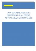 PAX VOCABULARY NLN  QUESTIONS & ANSWERS ACTUAL EXAM 2023 UPDATE