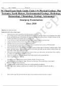 NC Final Exam Study Guide (Units 1-9: Physical Geology, Plate Tectonics, Earth History, Environmental Geology, Hydrology, Meteorology, Climatology, Ecology, Astronomy)