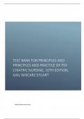 Test Bank for Principles and Principles and Practice of Psychiatric Nursing, 10th Edition, Gail Wiscarz Stuart.