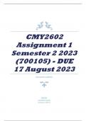 CMY2602 Assignment 1 Semester 2 2023 (700105) - DUE 17 August 2023