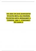 TEST BANK FOR DAVIS ADVANTAGEFOR PSYCHIATRIC MENTAL HEALTHNURSING, 10TH EDITION, KARYN I. MORGAN,MARY C. TOWNSEND, ISBN-13: 9780803699670 2023 Update A