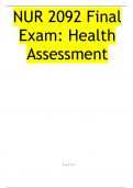 NUR 2092 Final Exam: Health Assessment Latest Update 2023/2024