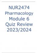NUR2474 Pharmacology  Module 6 Quiz Review 2023/2024