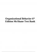 Organizational Behavior 6th Edition McShane Test Bank | Complete Solution