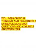WGU D265 CRITICAL THINKING AND REASONING & EVIDENCE EXAM 100+ QUESTIONS AND CORRECT ANSWERS 2023.
