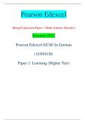 Pearson Edexcel Merged Question Paper + Mark Scheme (Results) Summer 2022 Pearson Edexcel GCSE In German  (1GN0/1H) Paper 1: Listening (Higher Tier) Centre Number Candidate Number *P71334RA0116* Turn over 
