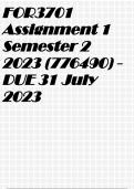 FOR3701 Assignment 1 Semester 2 2023 (776490) - DUE 31 July 2023