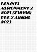 HES4811 ASSIGNMENT 2 2023 (798936) - DUE 2 August 2023