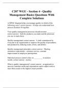 C207 WGU - Section 4 - Quality Management Basics Questions With Complete Solutions