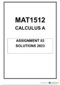 MAT1512 ASSIGNMENT 3 SOLUTIONS 2023 CALCULUS A UNISA  