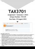 TAX3701 Assignment 1 (ANSWERS) Semester 2 2023 - DISTINCTION GUARANTEED.