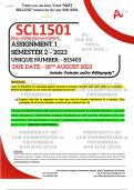 SCL1501 ASSIGNMENT 1 MEMO - SEMESTER 2 - 2023 - UNISA - (DETAILED ANSWERS WITH REFERENCES - DISTINCTION GUARANTEED) – DUE DATE: - 18 AUGUST 2023