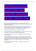 BRD Pharmocology QUESTIONS AND  VERIFIED ANSWERS  LATEST UPDATE 2023