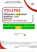 PVL3703 ASSIGNMENT 1 QUIZ MEMO - SEMESTER 2 - 2023 - UNISA - (DUE 4 AUGUST 2023)(DISTINCTION GUARANTEED)️️️️️