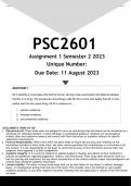 PSC2601 Assignment 1 (ANSWERS) Semester 2 2023 - DISTINCTION GUARANTEED