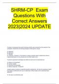 SHRM-CP  Exam Questions With Correct Answers 2023|2024 UPDATE