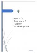 MAT1512 Assignment 3 (ANSWERS) 2023 (592899)