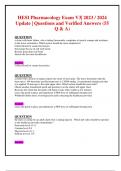 HESI Pharmacology Exam V3| 2023 / 2024 Update | Questions and Verified Answers (55 Q & A)