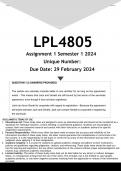 LPL4805 Assignment 1 (ANSWERS) Semester 1 2024 - DISTINCTION GUARANTEED
