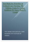 Test Bank for Priorities in Critical Care Nursing, 9th Edition, Linda D. Urden, Kathleen M. Stacy, Mary E. Lough 2024 latest update 