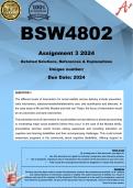 BSW4802 Assignment 3 (COMPLETE ANSWERS) 2024
