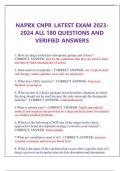 NAPRX CNPR LATEST EXAM 2023-2024 ALL 180 QUESTIONS AND VERIFIED ANSWERS 