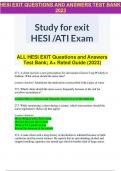HESI EXIT Questions and Answers Test Bank; A+ Rated Guide (2023)