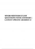 NUR MN 580 MIDTERM EXAM QUESTIONS WITH CORRECT ANSWERS | LATEST UPDATE (GRADED A+)
