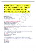 NR507 Final Exam ASSESSMENT LATEST 2023 TEST BANK REAL EXAM 350+QUESTIONS AND DETAILED ANSWERS |AGRADE