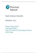 EDEXCEL BIOLOGY  B A LEVEL JUNE 2023 9NI0 MARKSCHEME OF PAPER 2 ADVANCED PHYSIOLOGY EVOLUTION AND ECOLOGY