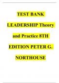TESTBANK LEADERSHIP Theory and Practice 8TH EDITION PETER G. NORTHOUSE