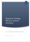 BUSI 7146 Class Notes - Module 07: Building Effective Teams & Teamwork