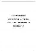 MATH 1211 Written Assignment Unit 5- University of the people