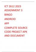 ICT2612 Assignment 3 2023 Bingo App Complete Solved Source Code Document Project and APK FIle
