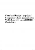 NRNP 6568  Exam Questions with Verified Answers (Week 1 – 6) | Latest Updsate 2023/2024 | 100% Correct