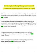 Intro to Explosive Safety Management Exam questions and answers latest 2023 - 2024 [100% correct answers]