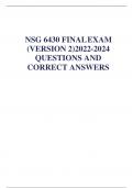 NSG 6430 FINAL EXAM (VERSION 2)2022-2024 QUESTIONS AND CORRECT ANSWERS