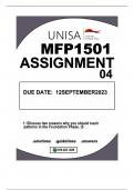 MFP1501 ASSIGNMENT 4 DUE 15 AUGUST 2023