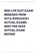 HESI LPN EXIT EXAMMEREGED FROM  2019/2020&2021  ACTUAL EXAMSBEST FOR 2023  ACTUAL EXAM  REVIEW