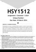 HSY1512 Assignment 1 (ANSWERS) Semester 1 2024 - DISTINCTION GUARANTEED